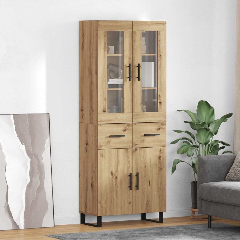Casa si Gradina - Mobilier - Comode si corpuri - Comode - Bufet 2 pcs Stejar Artizanal Lemn Stratificat si Sticla - Infinity.ro