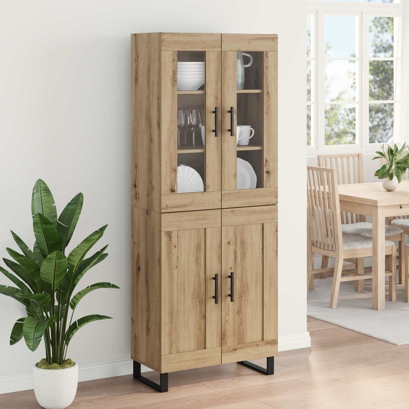 Casa si Gradina - Mobilier - Comode si corpuri - Comode - Bufet 2 pcs Stejar Artizanal Lemn Stratificat si Sticla - Infinity.ro