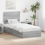 Casa si Gradina - Mobilier - Paturi si accesorii - Paturi - Pat cu storage cu sertar Gri Sonoma 90 x 200 cm Lemn compozit - Infinity.ro