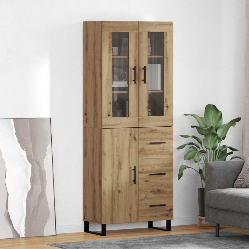 Casa si Gradina - Mobilier - Comode si corpuri - Comode - Bufet 2 pcs Stejar Artizanal Lemn Stratificat si Sticla - Infinity.ro