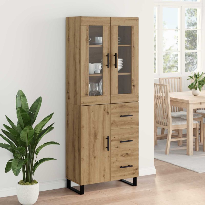 Casa si Gradina - Mobilier - Comode si corpuri - Comode - Bufet 2 pcs Stejar Artizanal Lemn Stratificat si Sticla - Infinity.ro