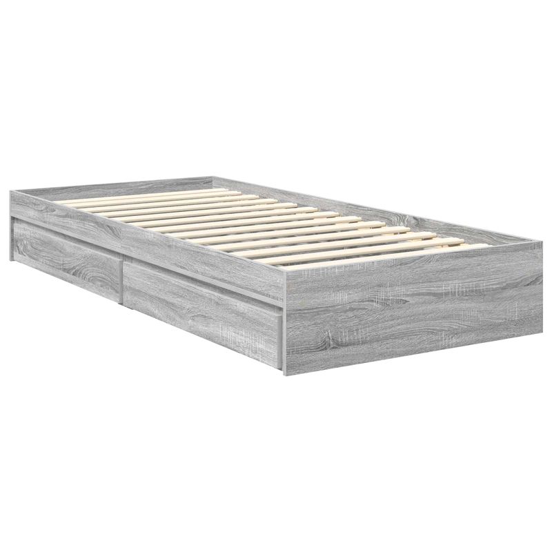 Casa si Gradina - Mobilier - Paturi si accesorii - Paturi - Pat cu storage cu sertar Gri Sonoma 90 x 200 cm Lemn compozit - Infinity.ro