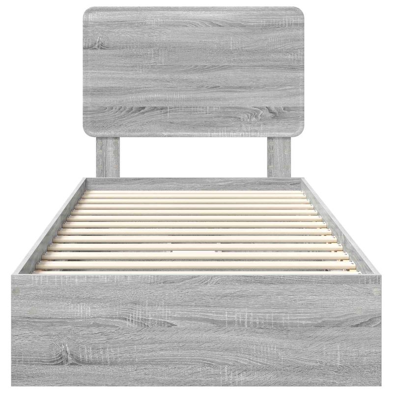 Casa si Gradina - Mobilier - Paturi si accesorii - Paturi - Pat cu storage cu sertar Gri Sonoma 90 x 200 cm Lemn compozit - Infinity.ro