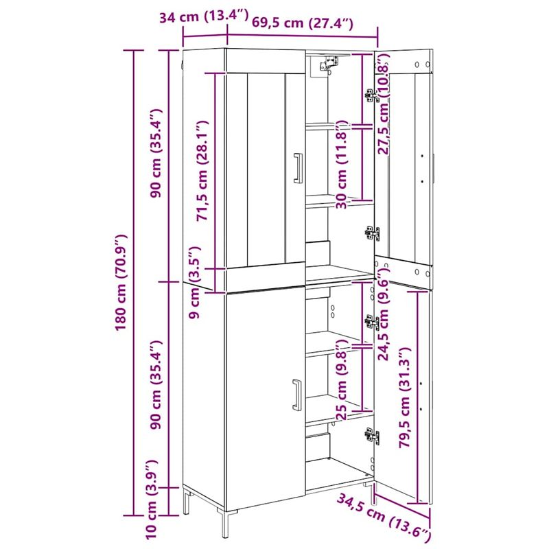 Casa si Gradina - Mobilier - Comode si corpuri - Comode - Bufet 2 pcs Stejar Artizanal Lemn compozit - Infinity.ro