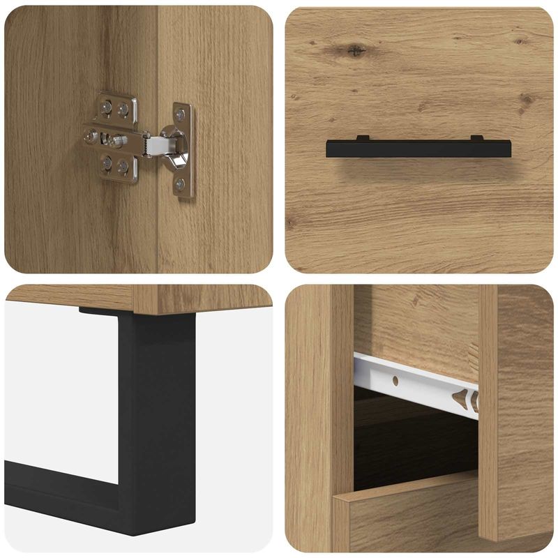 Casa si Gradina - Mobilier - Comode si corpuri - Comode - Bufet 2 pcs Stejar Artizanal Lemn Stratificat si Sticla - Infinity.ro