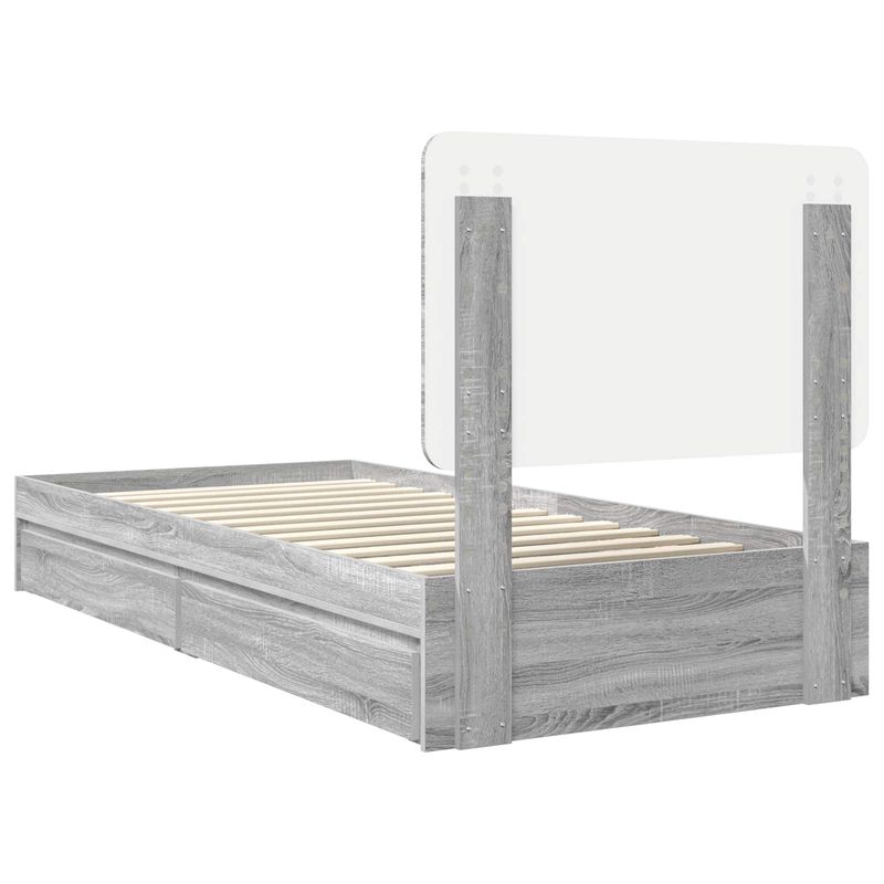 Casa si Gradina - Mobilier - Paturi si accesorii - Paturi - Pat cu storage cu sertar Gri Sonoma 90 x 200 cm Lemn compozit - Infinity.ro