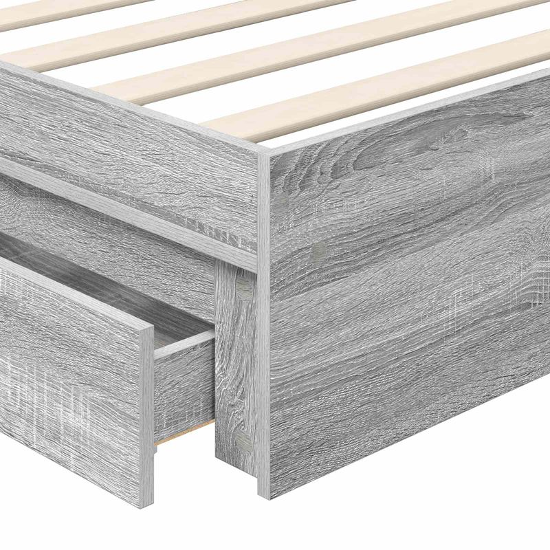 Casa si Gradina - Mobilier - Paturi si accesorii - Paturi - Pat cu storage cu sertar Gri Sonoma 90 x 200 cm Lemn compozit - Infinity.ro