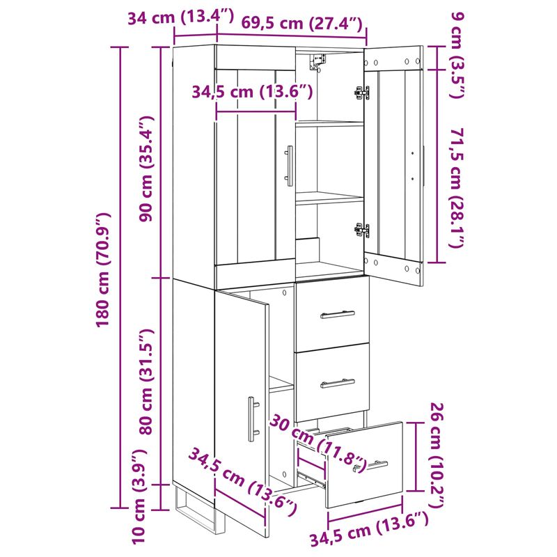 Casa si Gradina - Mobilier - Comode si corpuri - Comode - Bufet 2 pcs Stejar Artizanal Lemn Stratificat si Sticla - Infinity.ro