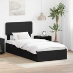 Casa si Gradina - Mobilier - Paturi si accesorii - Paturi - Pat cu storage cu headboard Negru 75 x 190 cm Lemn compozit - Infinity.ro