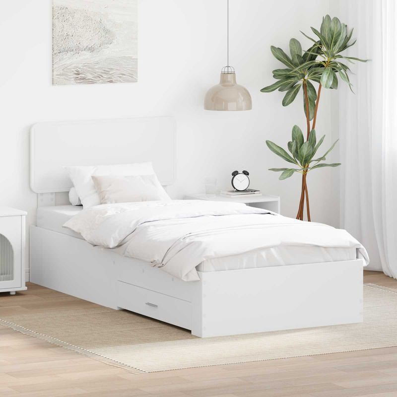 Casa si Gradina - Mobilier - Paturi si accesorii - Paturi - Cadru de pat cu headboard Alb 75 x 190 cm Lemn compozit - Infinity.ro