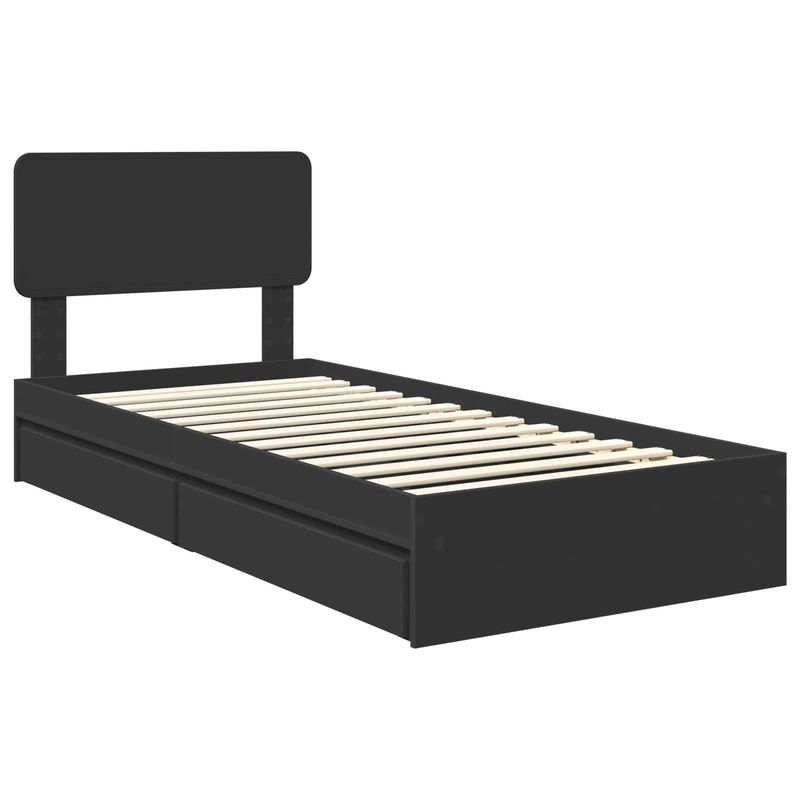 Casa si Gradina - Mobilier - Paturi si accesorii - Paturi - Pat cu storage cu headboard Negru 75 x 190 cm Lemn compozit - Infinity.ro