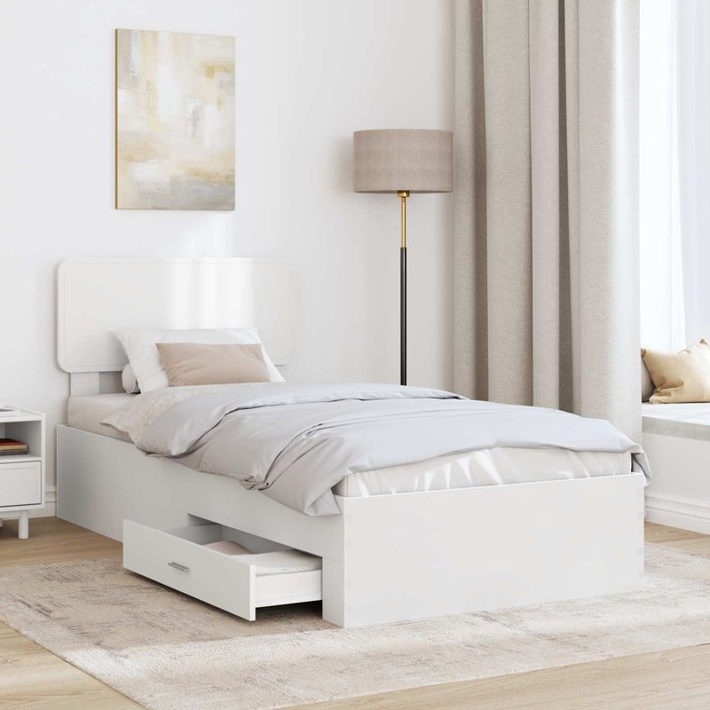 Casa si Gradina - Mobilier - Paturi si accesorii - Paturi - Cadru de pat cu headboard Alb 75 x 190 cm Lemn compozit - Infinity.ro