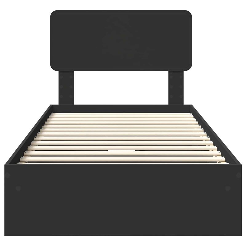 Casa si Gradina - Mobilier - Paturi si accesorii - Paturi - Pat cu storage cu headboard Negru 75 x 190 cm Lemn compozit - Infinity.ro