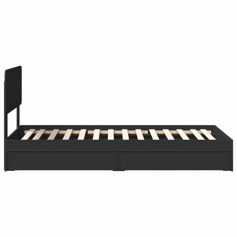Casa si Gradina - Mobilier - Paturi si accesorii - Paturi - Pat cu storage cu headboard Negru 75 x 190 cm Lemn compozit - Infinity.ro