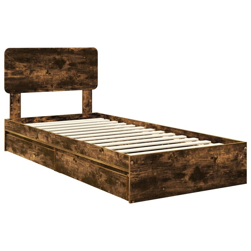 Casa si Gradina - Mobilier - Paturi si accesorii - Paturi - Pat cu storage Stejar fumuriu 75 x 190 cm Lemn compozit - Infinity.ro