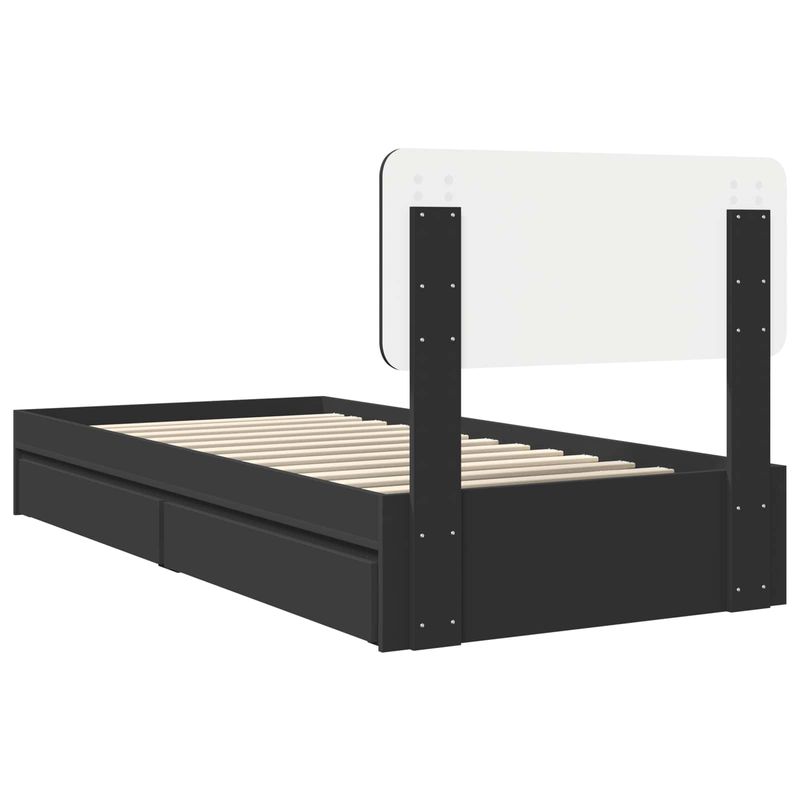 Casa si Gradina - Mobilier - Paturi si accesorii - Paturi - Pat cu storage cu headboard Negru 75 x 190 cm Lemn compozit - Infinity.ro
