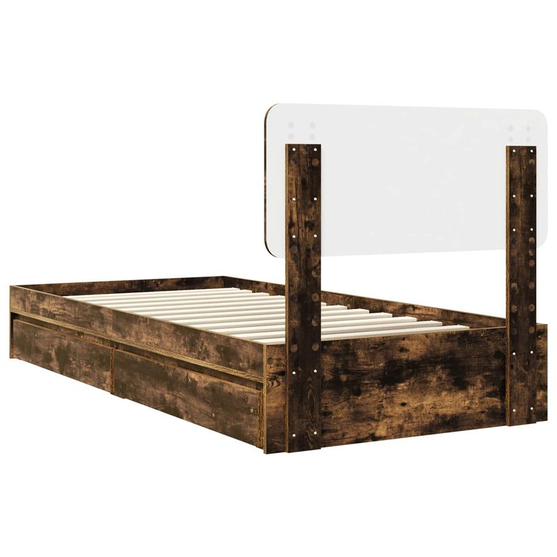 Casa si Gradina - Mobilier - Paturi si accesorii - Paturi - Pat cu storage Stejar fumuriu 75 x 190 cm Lemn compozit - Infinity.ro