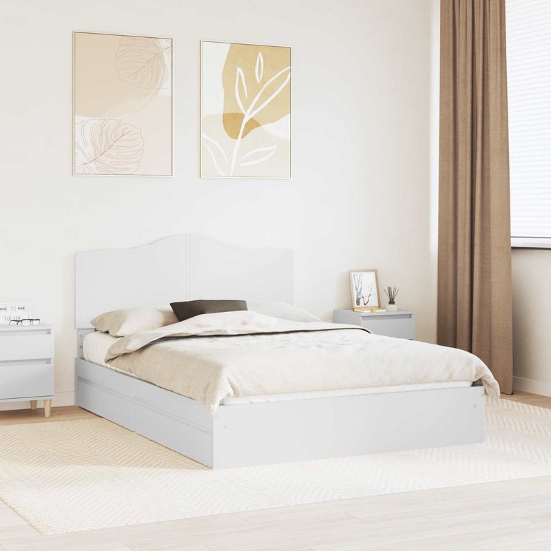 Casa si Gradina - Mobilier - Paturi si accesorii - Paturi - Pat cu storage cu headboard Alb 150 x 200 cm Lemn compozit - Infinity.ro