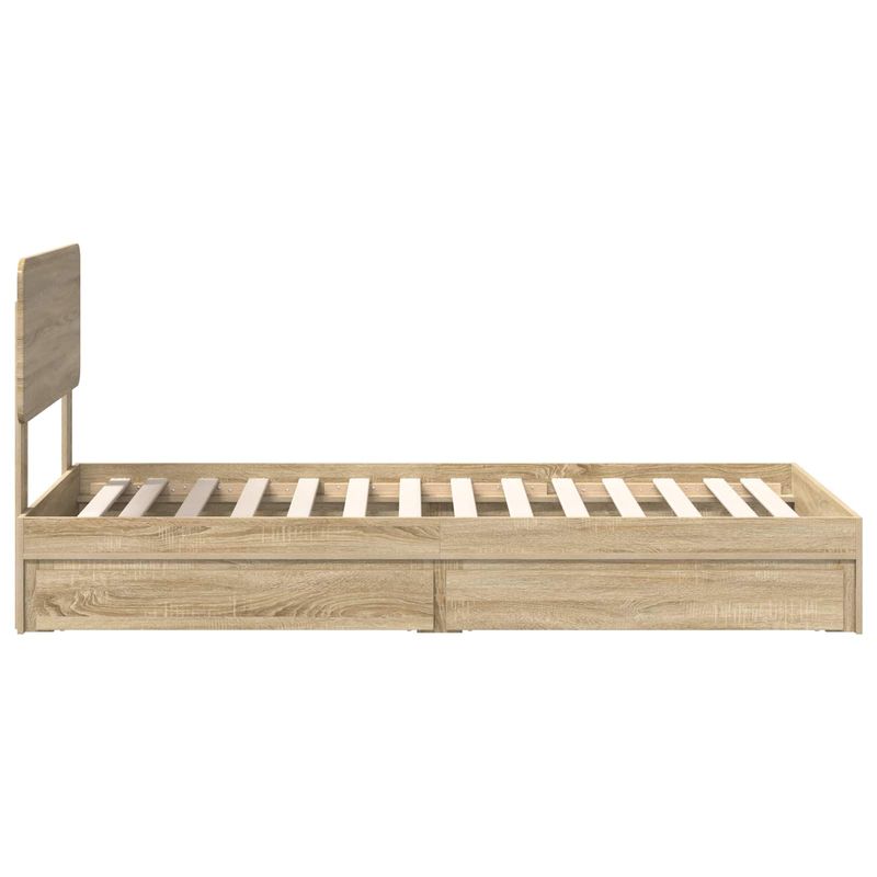 Casa si Gradina - Mobilier - Paturi si accesorii - Paturi - Pat cu storage Stejar Sonoma 75 x 190 cm Lemn compozit - Infinity.ro
