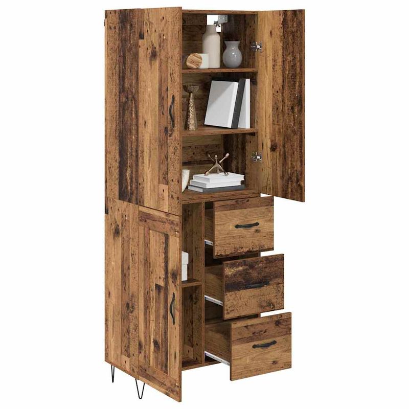 Casa si Gradina - Mobilier - Comode si corpuri - Comode - Bufet cu sertar 2 pcs Lemn Vechi Lemn Stratificat si Sticla - Infinity.ro