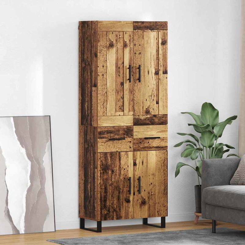 Casa si Gradina - Mobilier - Comode si corpuri - Comode - Bufet cu sertar 2 pcs Lemn Vechi Lemn Stratificat si Sticla - Infinity.ro