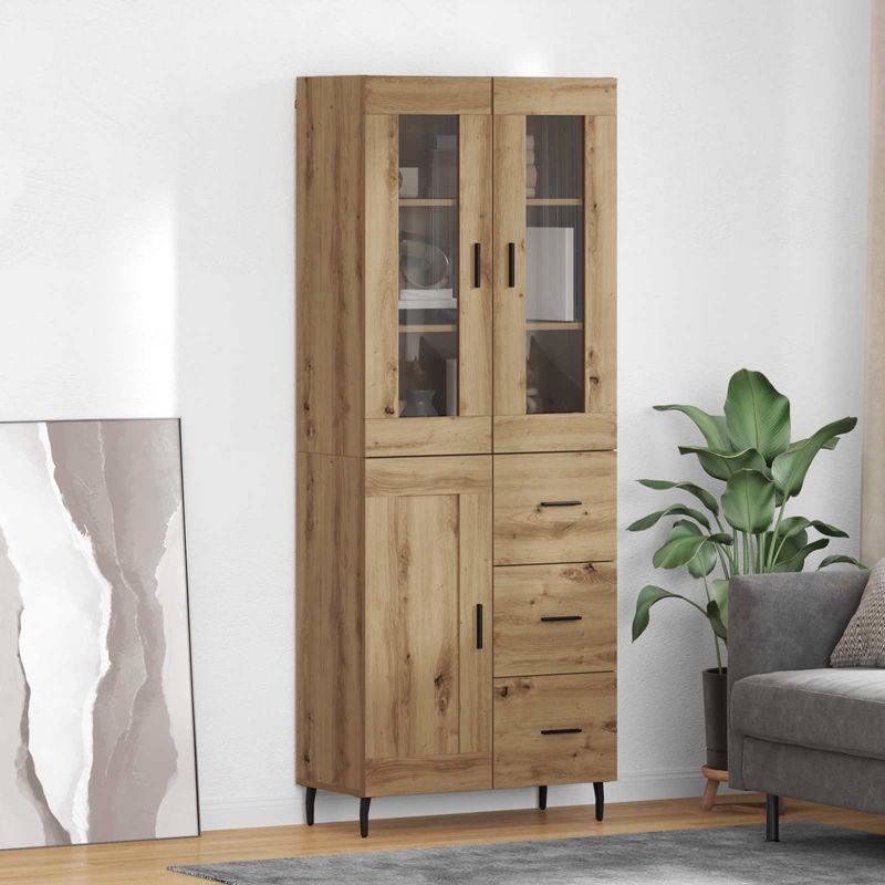 Casa si Gradina - Mobilier - Comode si corpuri - Comode - Bufet 2 pcs Stejar Artizanal Lemn Stratificat si Sticla - Infinity.ro