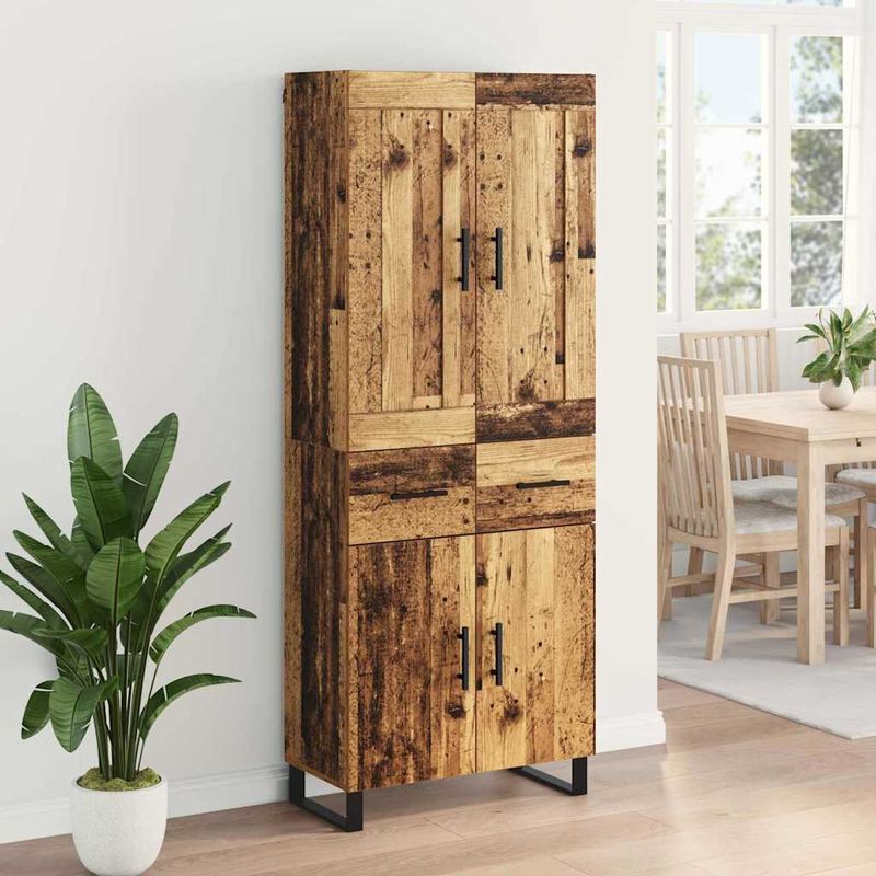 Casa si Gradina - Mobilier - Comode si corpuri - Comode - Bufet cu sertar 2 pcs Lemn Vechi Lemn Stratificat si Sticla - Infinity.ro