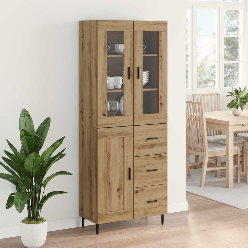 Casa si Gradina - Mobilier - Comode si corpuri - Comode - Bufet 2 pcs Stejar Artizanal Lemn Stratificat si Sticla - Infinity.ro