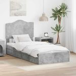 Casa si Gradina - Mobilier - Paturi si accesorii - Paturi - Pat cu storage Gri din beton 90 x 190 cm Lemn compozit - Infinity.ro