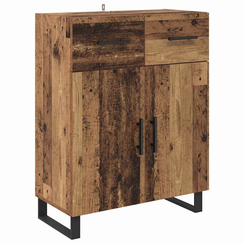 Casa si Gradina - Mobilier - Comode si corpuri - Comode - Bufet cu sertar 2 pcs Lemn Vechi Lemn Stratificat si Sticla - Infinity.ro