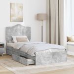 Casa si Gradina - Mobilier - Paturi si accesorii - Paturi - Pat cu storage Gri din beton 90 x 190 cm Lemn compozit - Infinity.ro
