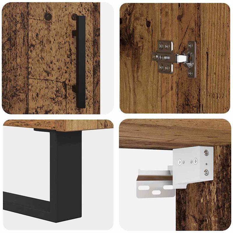 Casa si Gradina - Mobilier - Comode si corpuri - Comode - Bufet 2 pcs Lemn Vechi Lemn Stratificat si Sticla - Infinity.ro