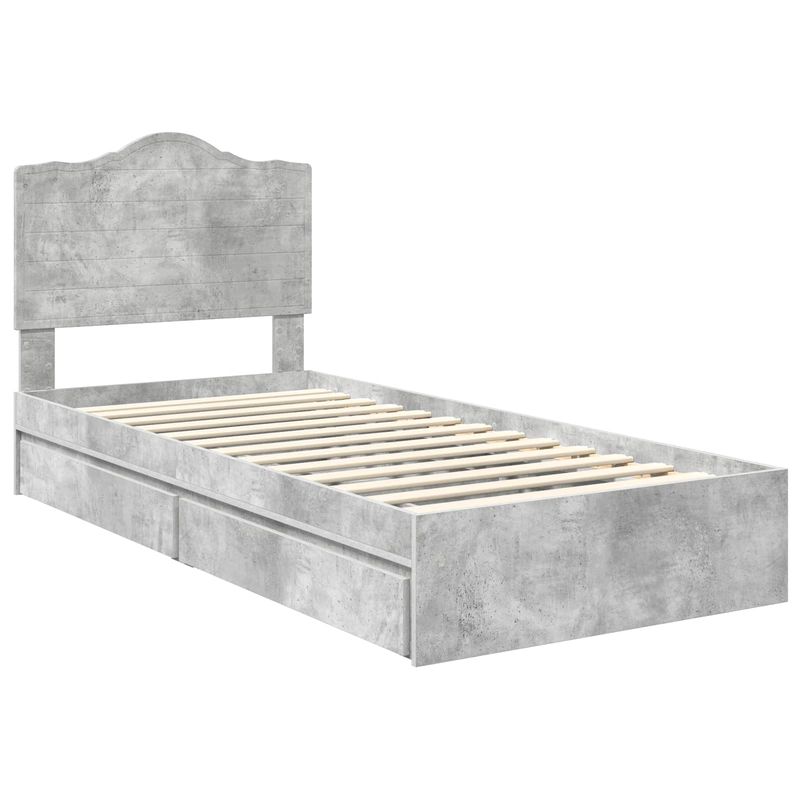 Casa si Gradina - Mobilier - Paturi si accesorii - Paturi - Pat cu storage Gri din beton 90 x 190 cm Lemn compozit - Infinity.ro