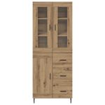 Casa si Gradina - Mobilier - Comode si corpuri - Comode - Bufet 2 pcs Stejar Artizanal Lemn Stratificat si Sticla - Infinity.ro
