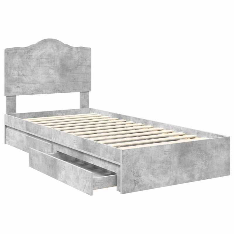 Casa si Gradina - Mobilier - Paturi si accesorii - Paturi - Pat cu storage Gri din beton 90 x 190 cm Lemn compozit - Infinity.ro