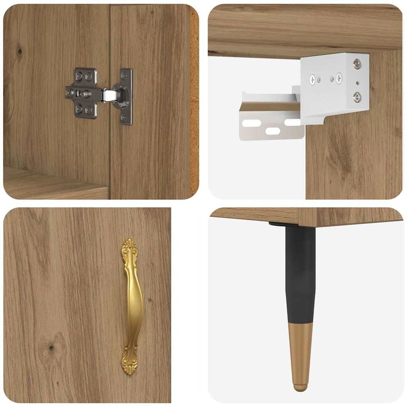 Casa si Gradina - Mobilier - Comode si corpuri - Corpuri bucatarie - Bufet Stejar Artizanal 69,5 x 34 x 180 cm Lemn compozit - Infinity.ro