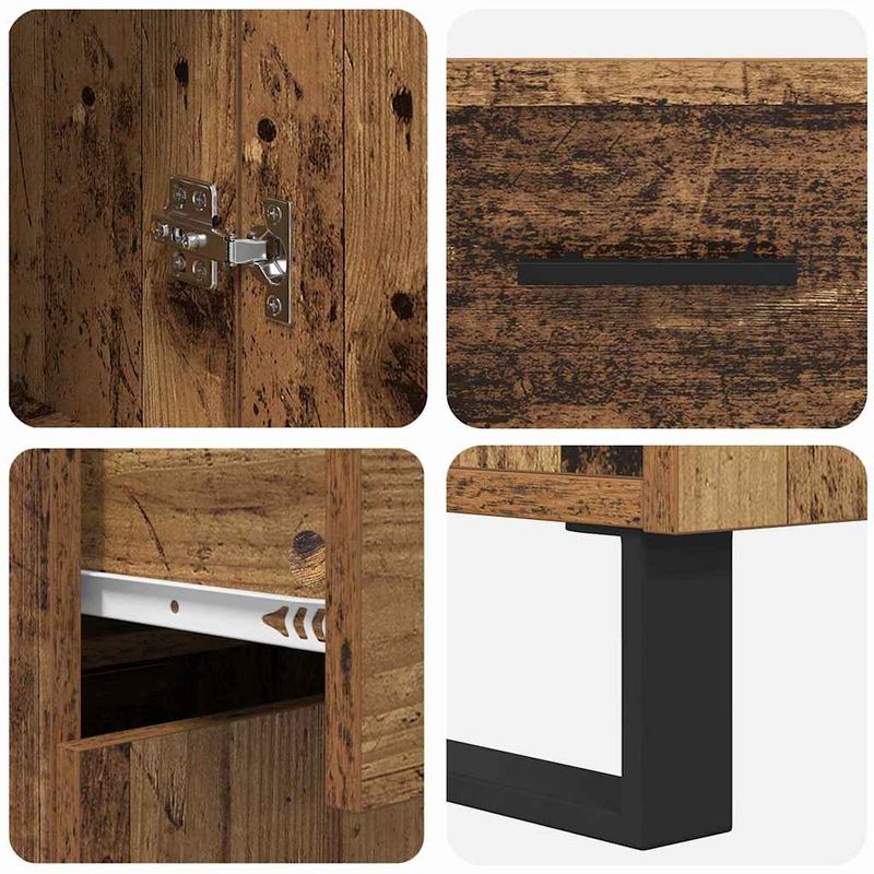Casa si Gradina - Mobilier - Comode si corpuri - Comode - Bufet cu sertar 2 pcs Lemn Vechi Lemn Stratificat si Sticla - Infinity.ro