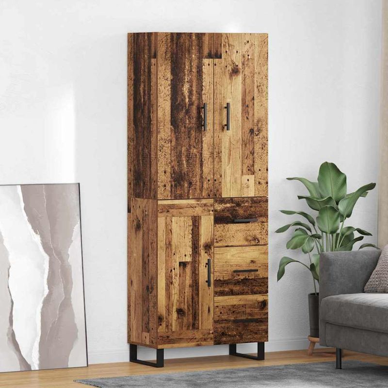 Casa si Gradina - Mobilier - Comode si corpuri - Comode - Bufet cu sertar 2 pcs Lemn Vechi Lemn Stratificat si Sticla - Infinity.ro