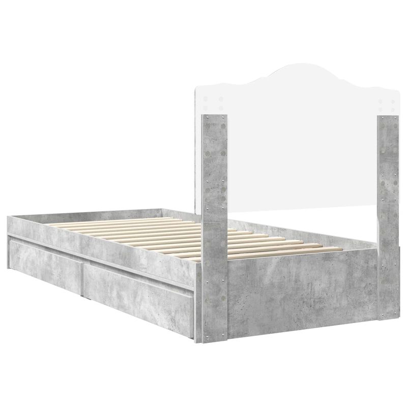 Casa si Gradina - Mobilier - Paturi si accesorii - Paturi - Pat cu storage Gri din beton 90 x 190 cm Lemn compozit - Infinity.ro