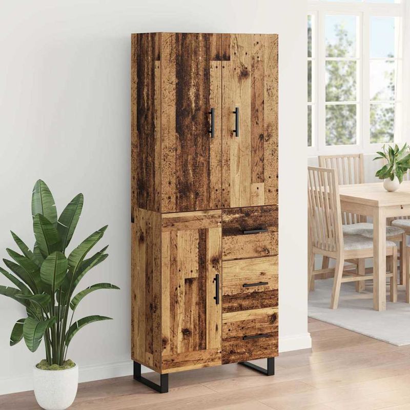 Casa si Gradina - Mobilier - Comode si corpuri - Comode - Bufet cu sertar 2 pcs Lemn Vechi Lemn Stratificat si Sticla - Infinity.ro