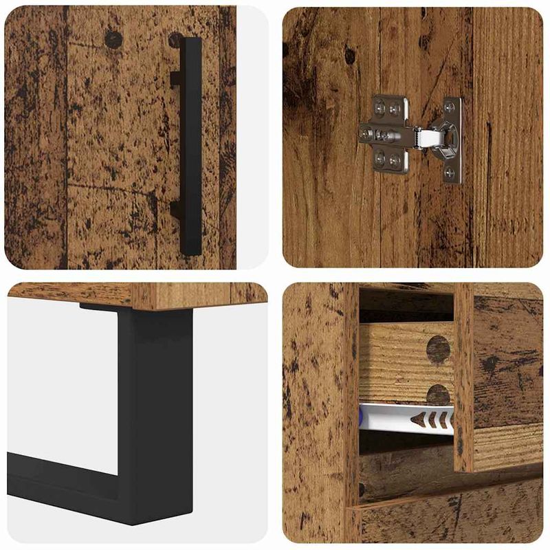 Casa si Gradina - Mobilier - Comode si corpuri - Comode - Bufet cu sertar 2 pcs Lemn Vechi Lemn Stratificat si Sticla - Infinity.ro