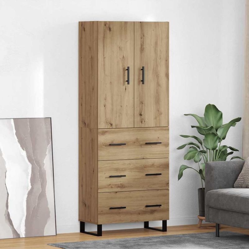 Casa si Gradina - Mobilier - Comode si corpuri - Comode - Bufet 2 pcs Stejar Artizanal Lemn Stratificat si Sticla - Infinity.ro