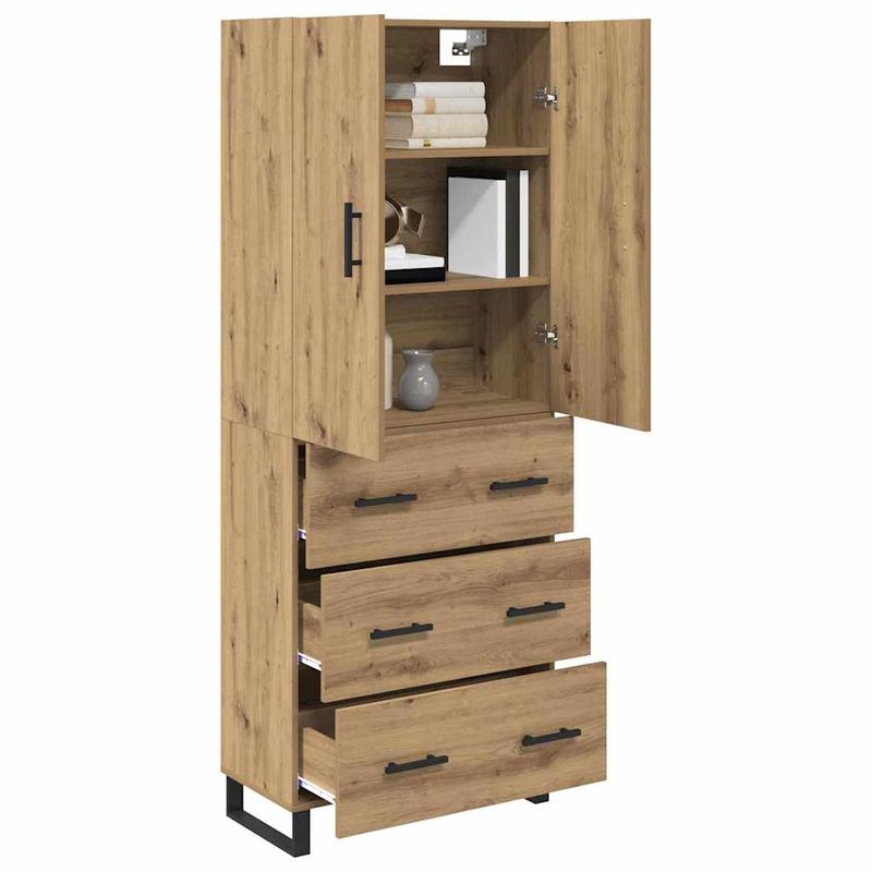 Casa si Gradina - Mobilier - Comode si corpuri - Comode - Bufet 2 pcs Stejar Artizanal Lemn Stratificat si Sticla - Infinity.ro