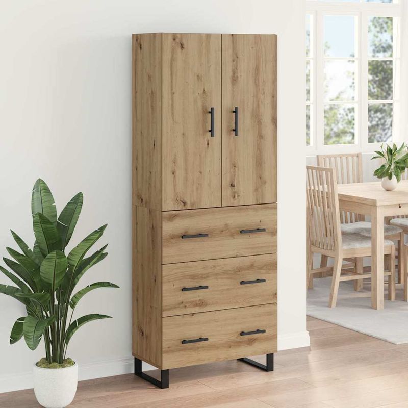 Casa si Gradina - Mobilier - Comode si corpuri - Comode - Bufet 2 pcs Stejar Artizanal Lemn Stratificat si Sticla - Infinity.ro