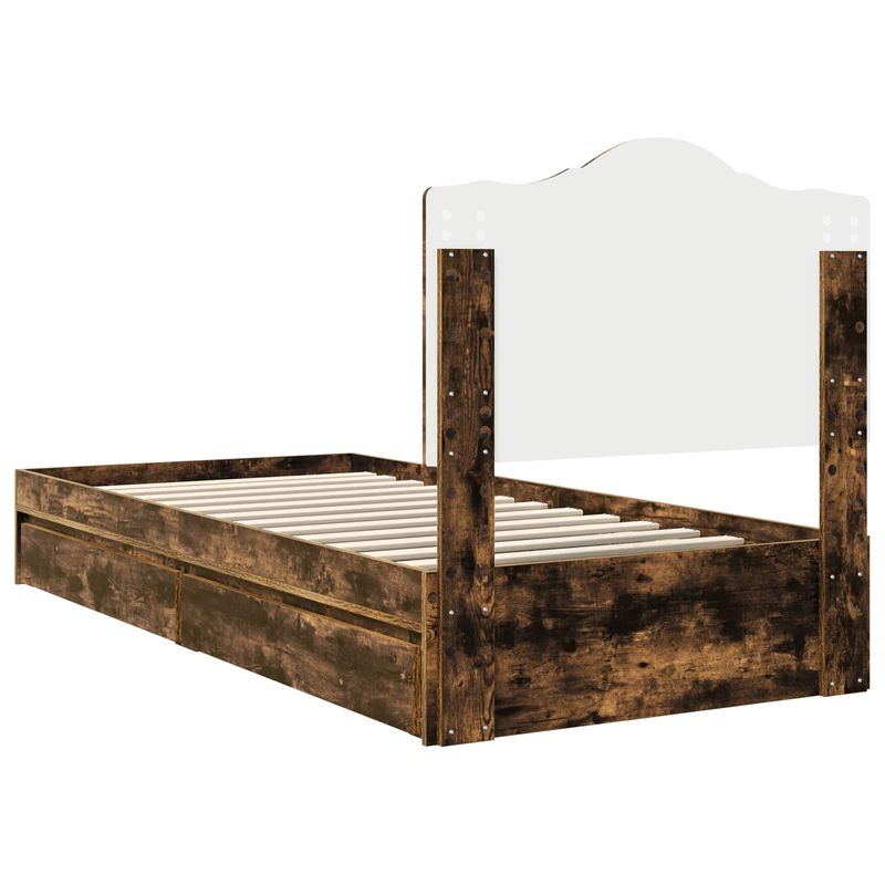 Casa si Gradina - Mobilier - Paturi si accesorii - Paturi - Pat cu storage Stejar fumuriu 100 x 200 cm Lemn compozit - Infinity.ro