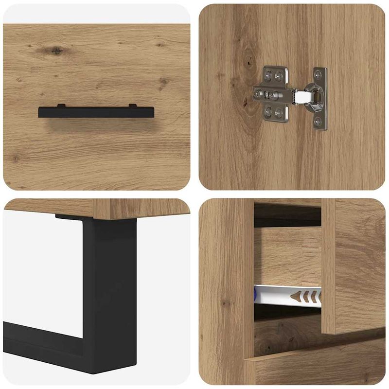 Casa si Gradina - Mobilier - Comode si corpuri - Comode - Bufet 2 pcs Stejar Artizanal Lemn Stratificat si Sticla - Infinity.ro