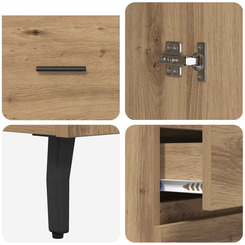 Casa si Gradina - Mobilier - Comode si corpuri - Comode - Bufet 2 pcs Stejar Artizanal Lemn Stratificat si Sticla - Infinity.ro
