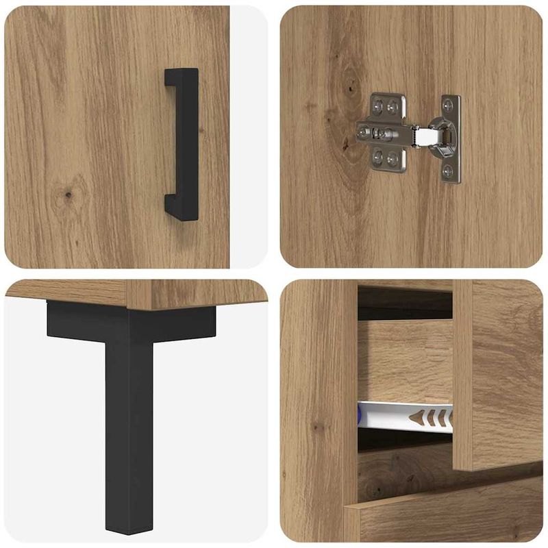 Casa si Gradina - Mobilier - Comode si corpuri - Corpuri bucatarie - Bufet Stejar Artizanal 69,5 x 34 x 180 cm Lemn compozit - Infinity.ro