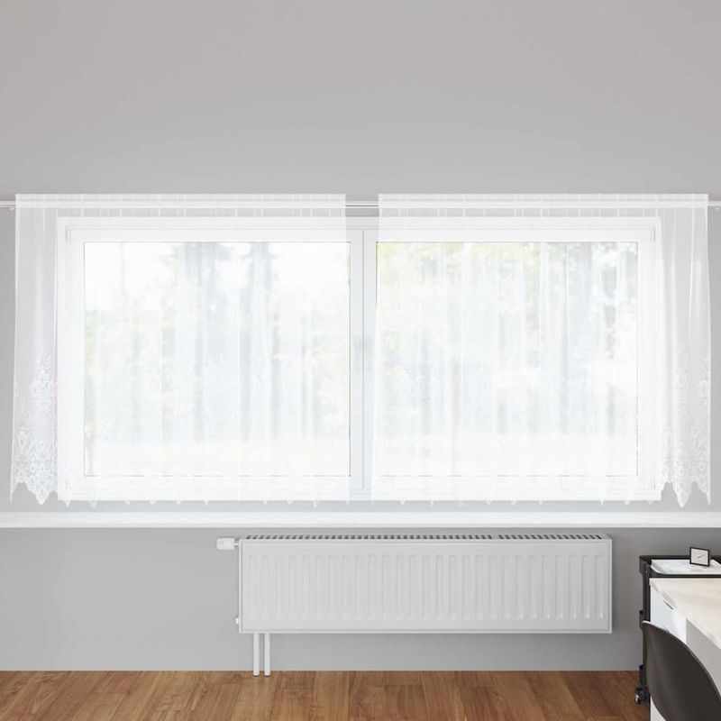 Casa si Gradina - Textile si covoare - Perdele si draperii - Perdele - Cortina din Dantela cu perdele Alb 300 x 140 cm Poliester - Infinity.ro