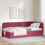 Casa si Gradina - Mobilier - Paturi si accesorii - Paturi - Cadru de pat coltar cu headboard Rosu Vin 90 x 200 cm Catifea - Infinity.ro